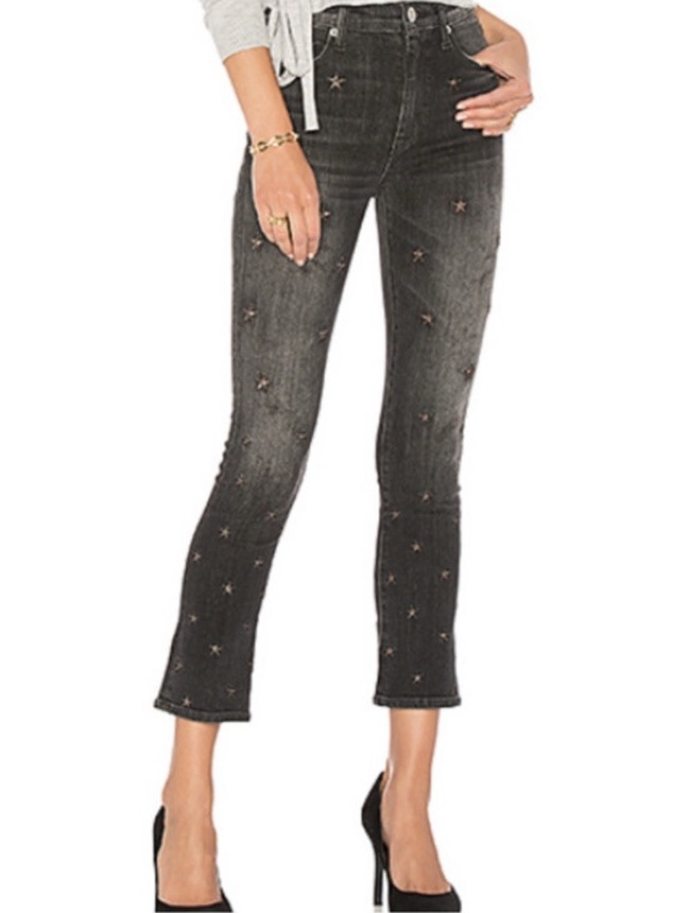 Hudson High Rise Harper Crop Embroidered Jeans